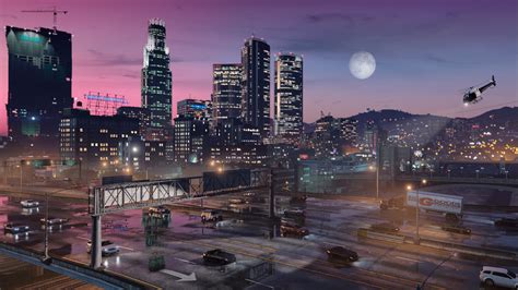 Ciężarówka z naczepą w Grand Theft Auto V na drodze szybkiego ruchu