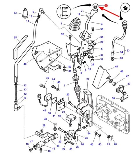Schemat mechanizmu zmiany biegów i dźwigni AV-0-AR w ciągnikach Simar