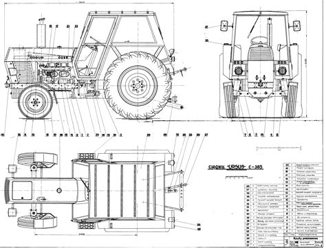 schemat techniczny budowy ciągnika przegubowego marki Ferrari