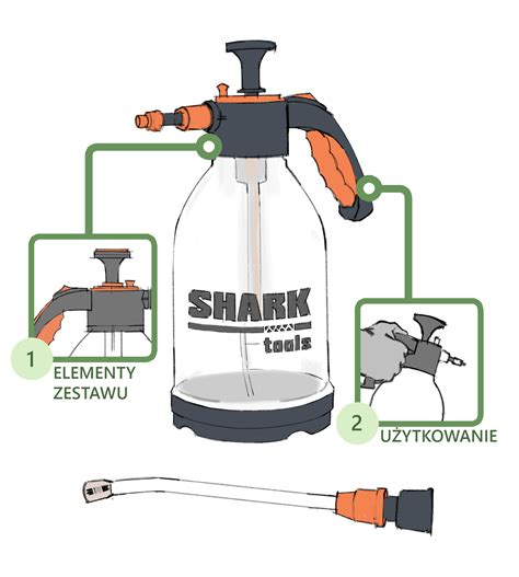 Zdjęcie opryskiwacza Shark Tools 1,5L z widocznymi dyszami