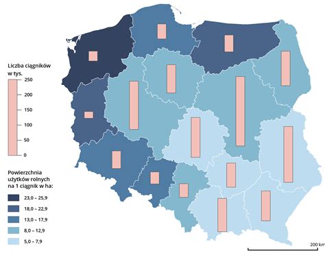 Mapa dostępności ciągników łamanych w Polsce