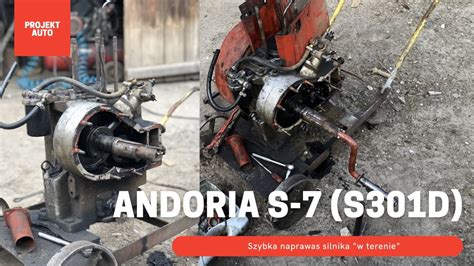 Infografika z przekrojem silnika Andoria S7 z zaznaczonymi miejscami potencjalnych wycieków