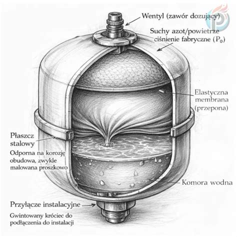 przekrój hydroakumulatora z membraną