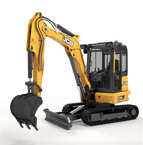 Wizualizacja minikoparki JCB z bardzo wąską łyżką do precyzyjnych prac instalacyjnych