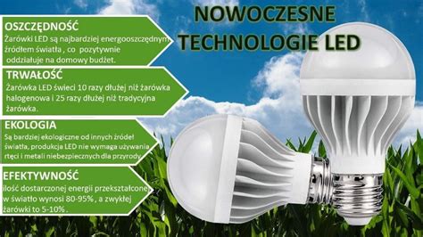 Infografika porównująca tradycyjne oświetlenie z LED (zużycie energii, żywotność, jasność)