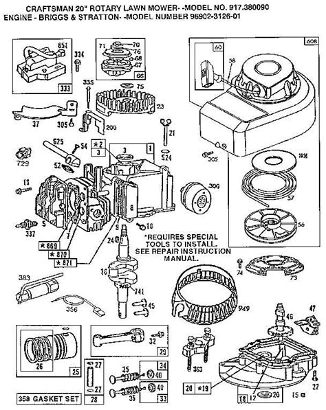 Schemat silnika BRIGGS & STRATTON CR950 z oznaczeniem technologii OHV