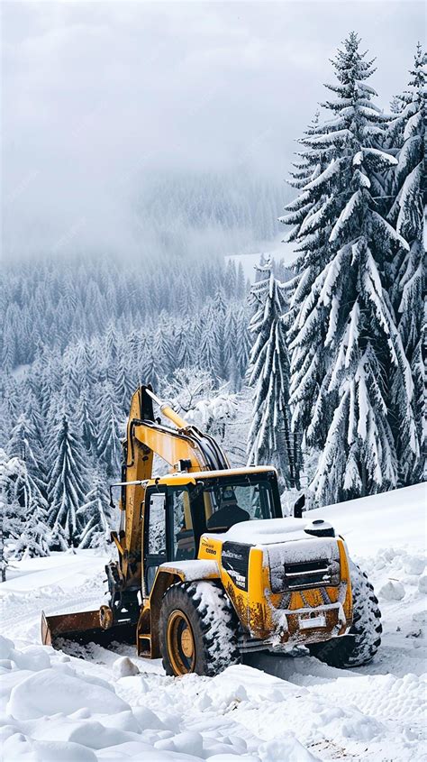 Thematic photo of a backhoe loader working in a snowy environment