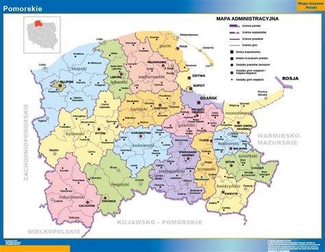 Mapa Polski z zaznaczeniem regionów Wielkopolski, Pomorza i Kujawsko-Pomorskiego