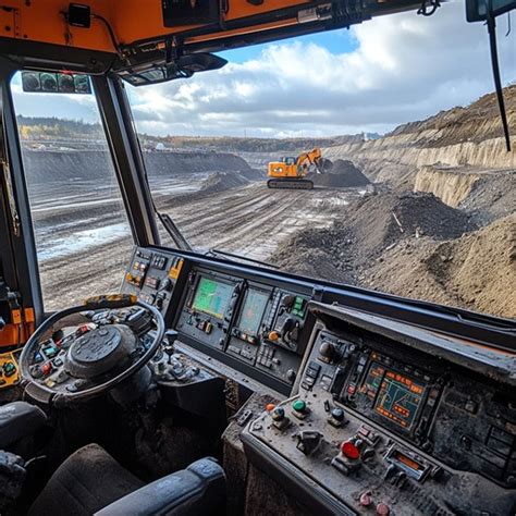 Interior photo of a modern CASE excavator cabin with digital display