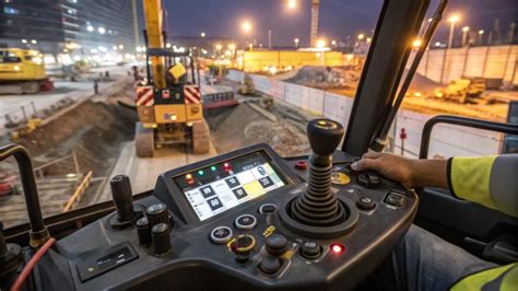 Excavator control panel with an illuminated overload warning button