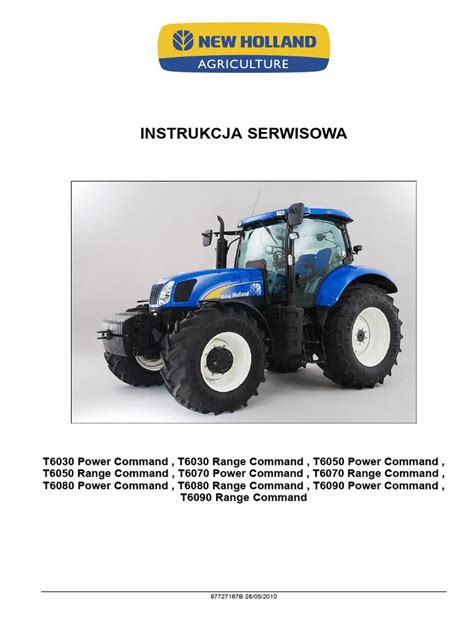 Zestawienie podzespołów technicznych koparko-ładowarki New Holland - infografika serwisowa