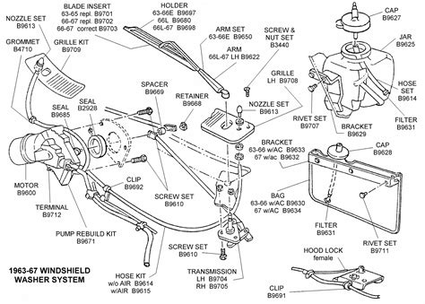 Infographic or diagram showing the components of a windshield washer system (tank, pump, hoses, nozzles)