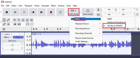 Wskaźniki poziomu dźwięku w Audacity