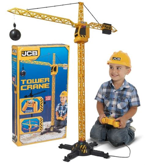 Zdalnie sterowany żuraw wieżowy JCB X-Series Crane 100cm z widocznym pilotem na kablu