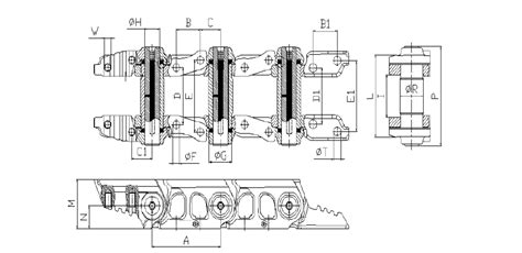 Technical diagram of a sealed track chain showing internal components and lubrication