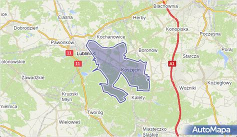 Mapa Gminy Koszęcin z zaznaczoną miejscowością Rusinowice