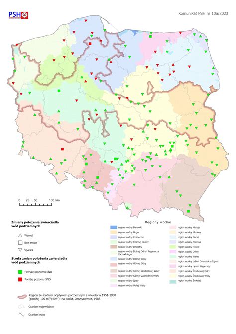 Mapa obszaru działań PWiK Szczecinek z zaznaczonymi punktami ujęć wody i oczyszczalniami ścieków.