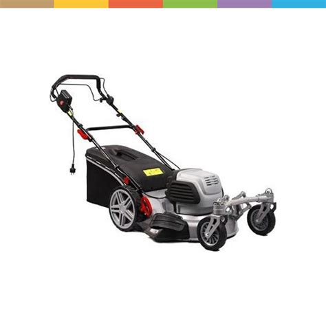 Infographic comparing key specifications of different NAC electric lawnmower models (1200W, 1800W).