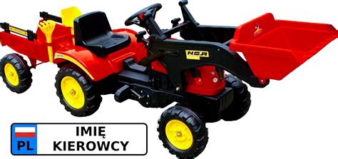 Zestawienie traktorka na pedały z ładowaczem i jego najważniejsze podzespoły mechaniczne