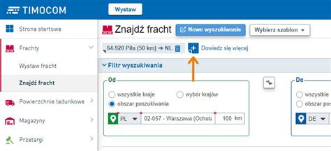Zrzut ekranu z panelu wyszukiwania frachtów na giełdzie transportowej, z zaznaczonymi filtrami dla typu pojazdu