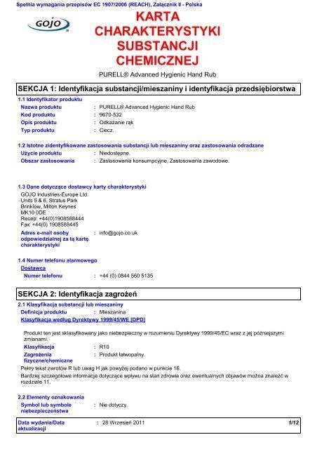 zdjęcie przykładowej karty charakterystyki substancji chemicznej