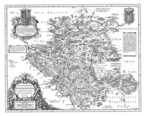 mapa historyczna regionu Wielkopolski z zaznaczonymi punktami osadnictwa