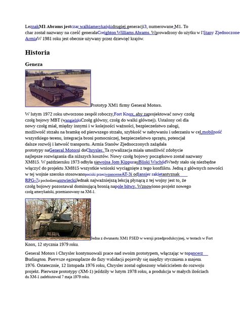 infografika przedstawiająca ewolucję czołgu M1 Abrams od M1 do M1A2SEPv3 z wyróżnieniem kluczowych zmian