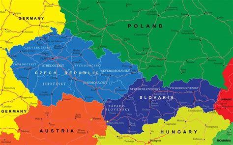 Map highlighting service areas in Poland, Czech Republic, Slovakia, and Germany.