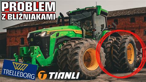 Ciągnik rolniczy z zamontowanymi kołami bliźniaczymi na polu