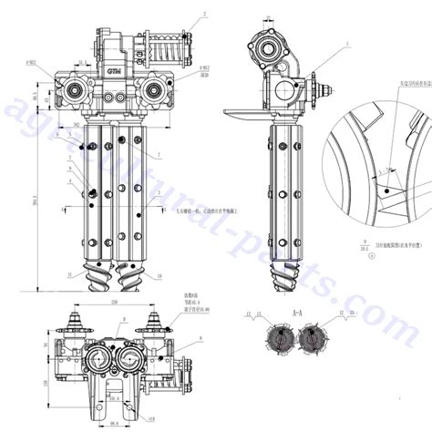 Technical diagram of a combine harvester's gearbox or other internal mechanical part