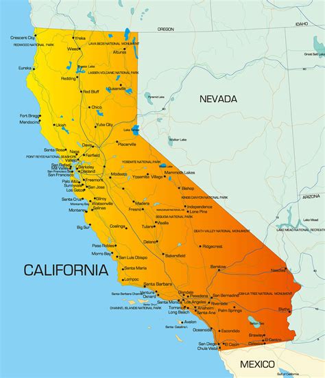 Mapa Kalifornii z zaznaczonymi obszarami wczesnego osadnictwa i rzeką American