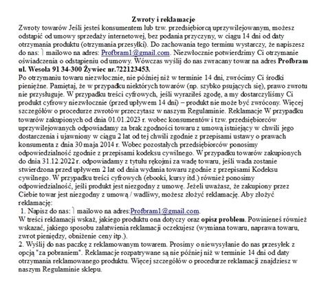 Zasady zwrotów i reklamacji
