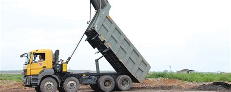 Thematic photo of a Daewoo Lublin tipper truck at a construction site