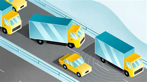 Wizualizacja autonomicznych ciężarówek w konwoju (platooning)
