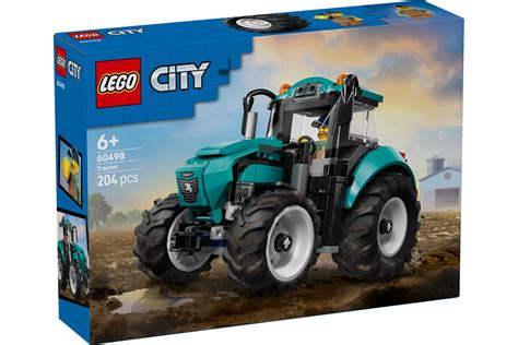 zdjęcie traktora LEGO City 60498 w kolorze turkusowym z otwartą maską