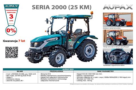 Masywny ciągnik Aupax 7240 z przednim TUZem