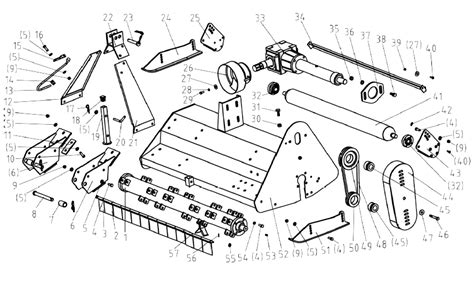 Technical diagram of a flail mower with callouts for components