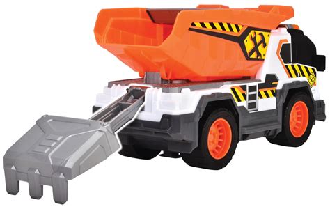 Pomarańczowa wywrotka Dickie Toys Action Series z podnoszoną naczepą i akcesoriami
