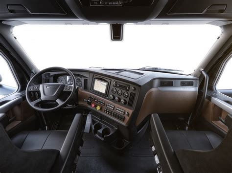 Interior photo of a Kamaz truck crane cabin with modern features