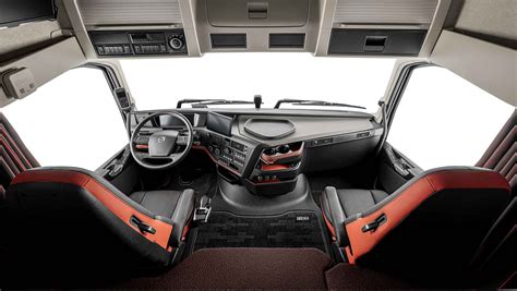 Wnętrze kabiny Volvo z zaznaczonymi punktami sterowania komfortem
