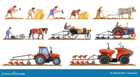 Infographics showing the evolution of tractor cabins over the past 8 years, highlighting ergonomic changes and new features