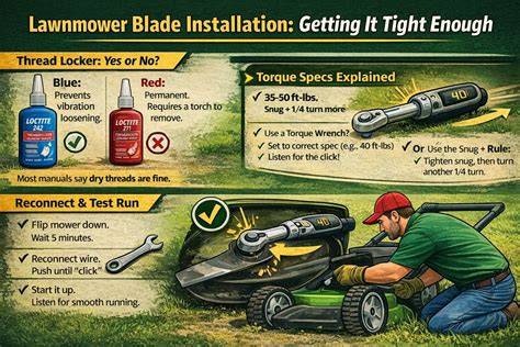 Infographic showing key technical specifications of a lawnmower