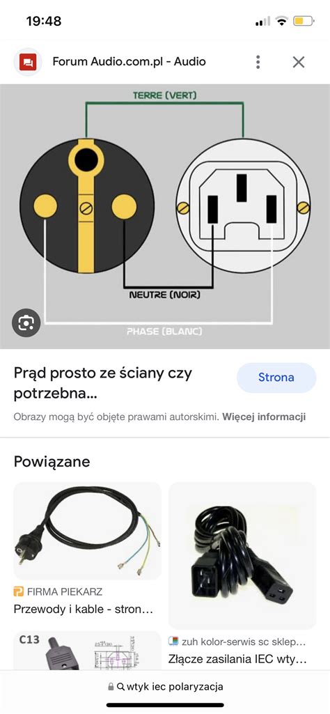 schemat sprawdzania ciągłości kabla zasilającego i wtyczki