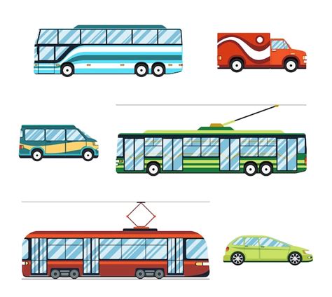 Zestaw obrazków do testu na skojarzenia: autobus, wózek widłowy, samochód dostawczy, samochód osobowy