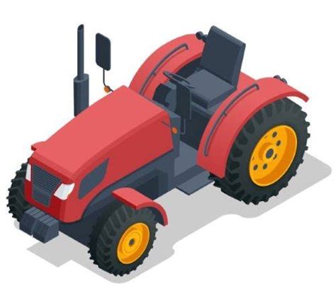 Zilustrowana scena, gdzie nowy traktor Romek rozmawia ze starym Ciapkiem i innymi maszynami w garażu.
