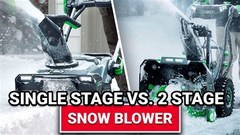Diagram illustrating the difference between single-stage and multi-stage snow blowers