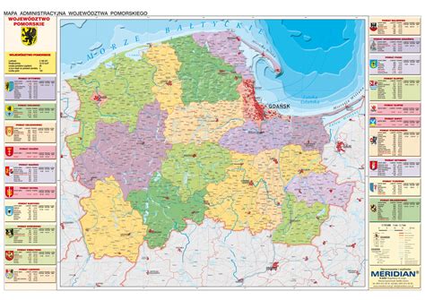 mapa województwa pomorskiego z zaznaczonymi miejscowościami rolniczymi