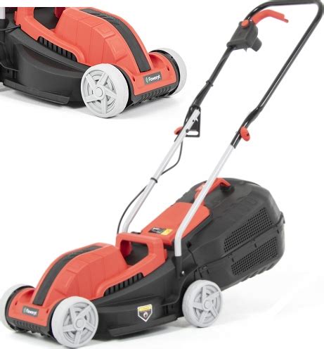 Zdjęcie grupowe trzech modeli kosiarek elektrycznych 1300W: Faworyt RGK1300, Handy YK1333, Lider YK1300