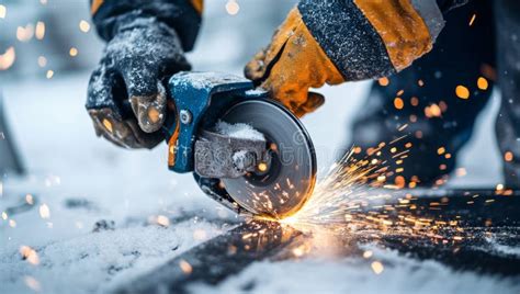 Thematic photo of an angle grinder in action