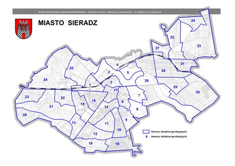 mapa Sieradza z zaznaczonymi obszarami intensywnych prac budowlanych